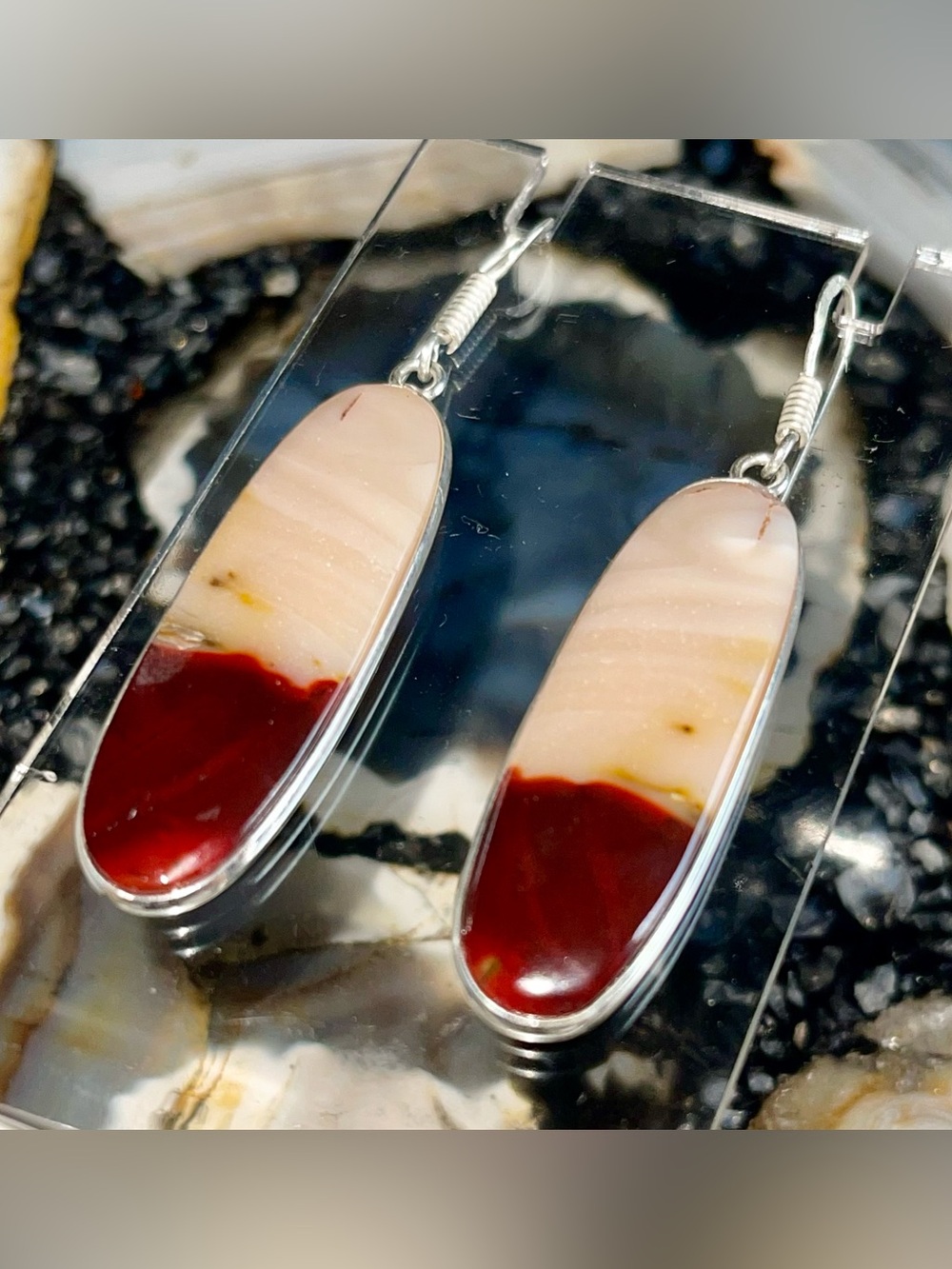Mookaite Jasper Crystal Earrings 2 1/2”